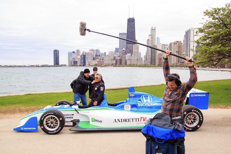 Robert Sylvain with Mario Andretti for a Honda commercial in Chicago